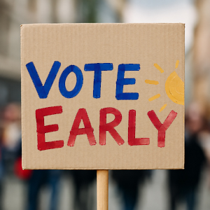 Protest Sign Making: a picture of the sign that says 'Vote Early'
